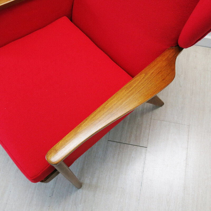 Red wingchair by Parker Knoll, 1960s