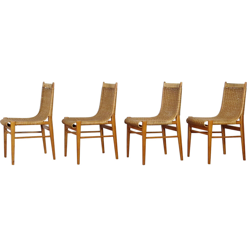 Vintage rattan chair by Jan Kalous for Krásná Jizba