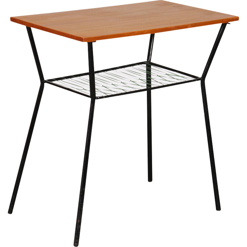 Vintage metal and wood table, 1960