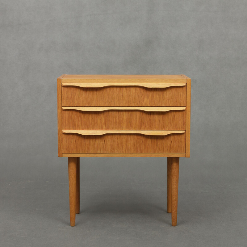 Small danish light oak chest of drawers - 1970s