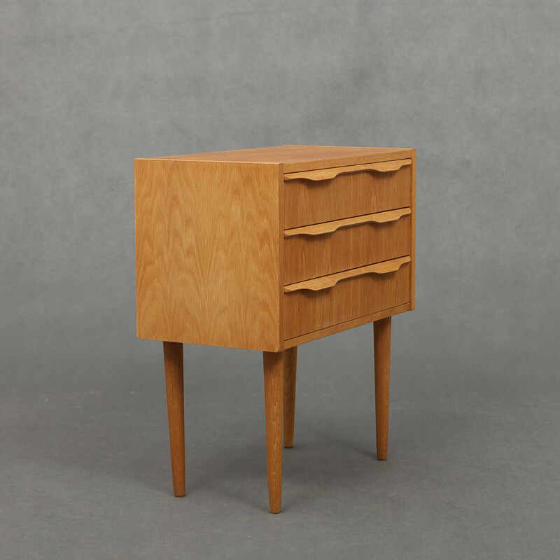 Small danish light oak chest of drawers - 1970s