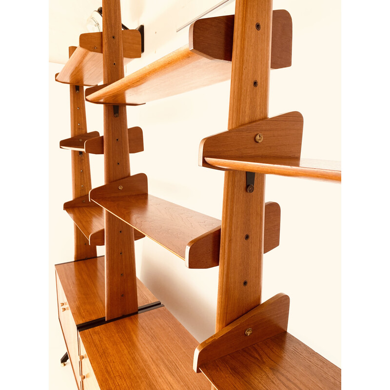 Vintage modular wood bookcase by Vittorio Dassi, 1960s