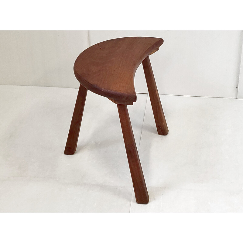 Vintage Brutalist half-moon stool, 1960