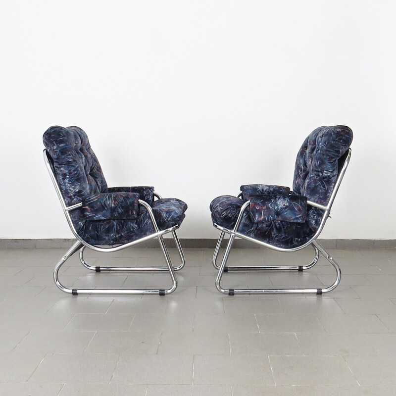 Pair of vintage tubular armchairs