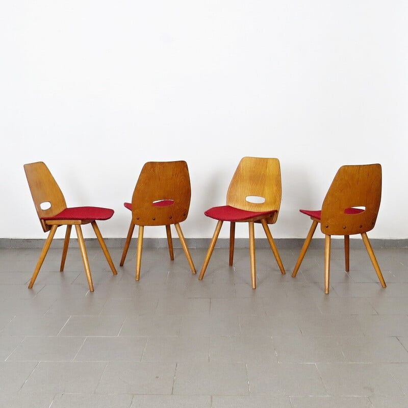 Set di 4 sedie da pranzo vintage di František Jirák per Tatra Furniture