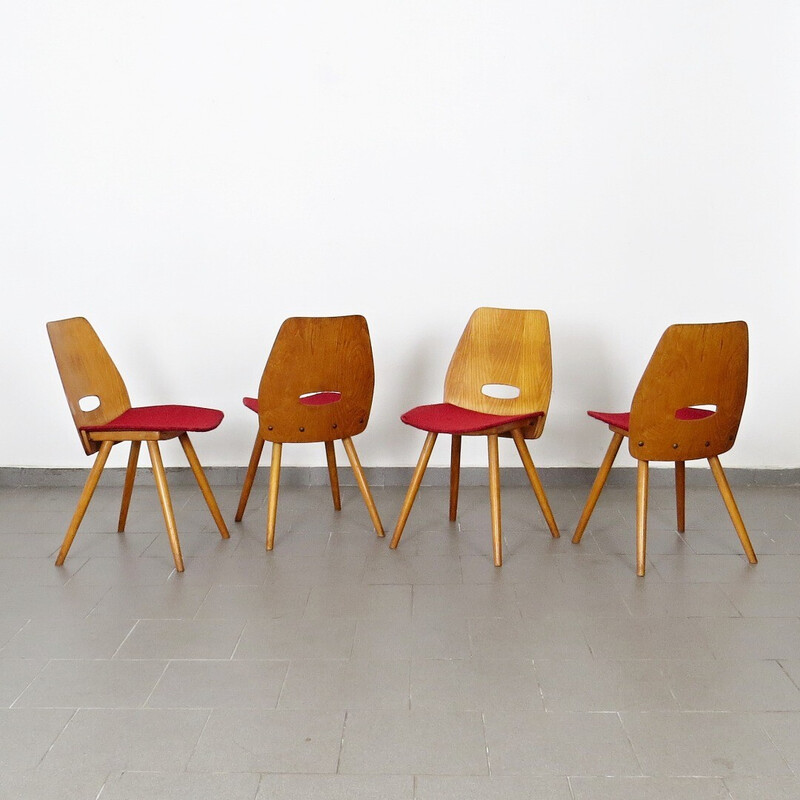 Set van 4 vintage eetkamerstoelen van František Jirák voor Tatra Furniture