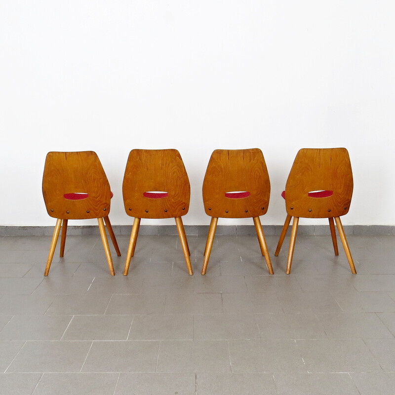 Ensemble de 4 chaises vintage par František Jirák pour Tatra Furniture