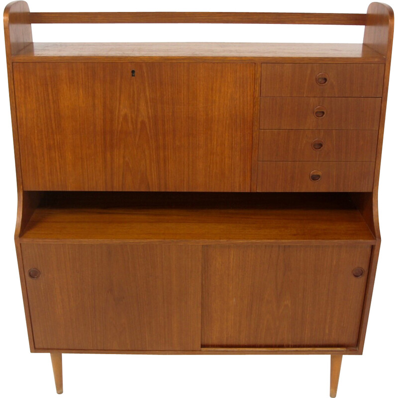 Secrétaire scandinave vintage en teck, Suède 1960