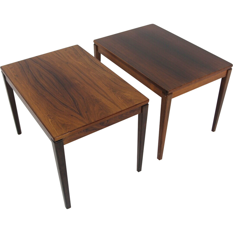 Pair of Scandinavian vintage rosewood side tables, Sweden 1960