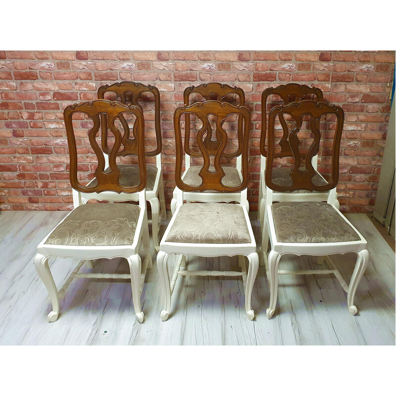 Set of vintage 6 chairs in oakwood