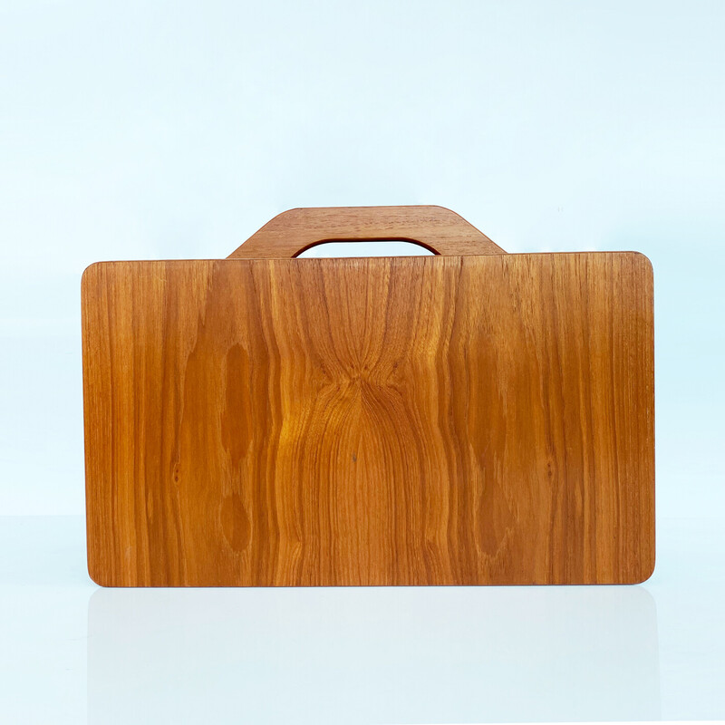 Portariviste vintage scandinavo in legno massiccio di teak, 1960