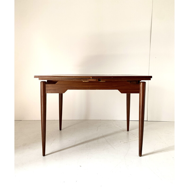 Vintage dining table in wood solid with extendible venereed wood top, 1960s