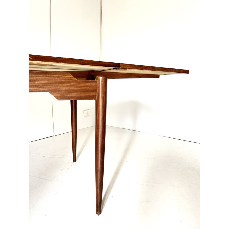 Vintage dining table in wood solid with extendible venereed wood top, 1960s