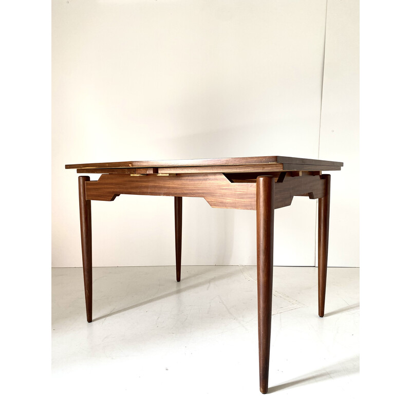 Vintage dining table in wood solid with extendible venereed wood top, 1960s