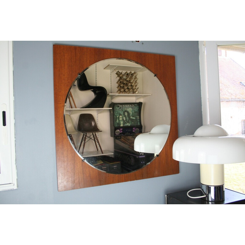 Mid century Scandinavian teak wall mirror - 1960s