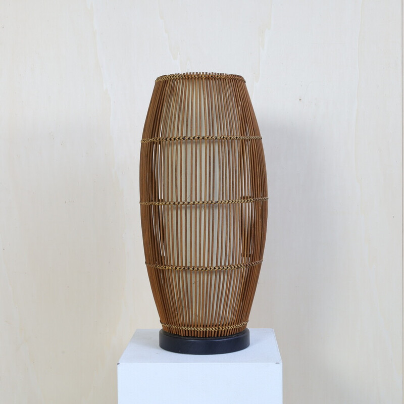 Vintage table lamp in wicker and rattan, 1970s