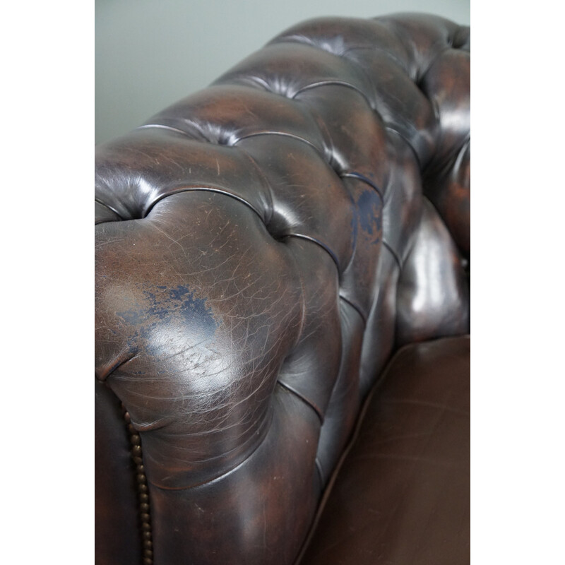 Vintage cow leather "Chesterfield" sofa, England