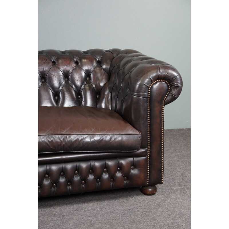 Vintage cow leather "Chesterfield" sofa, England