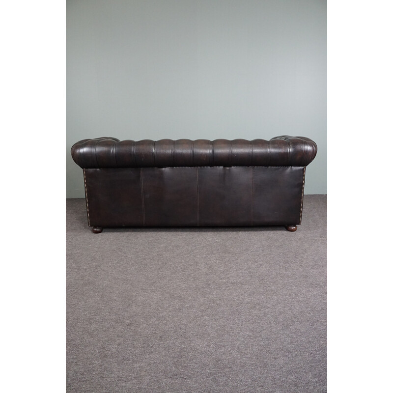 Vintage cow leather "Chesterfield" sofa, England