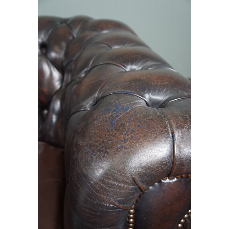 Vintage cow leather "Chesterfield" sofa, England