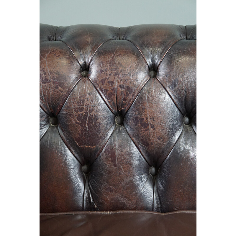 Vintage cow leather "Chesterfield" sofa, England