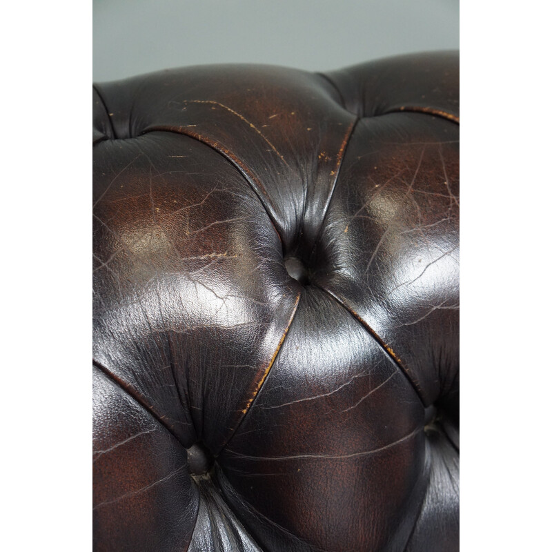 Canapé "Chesterfield" vintage en cuir de vache