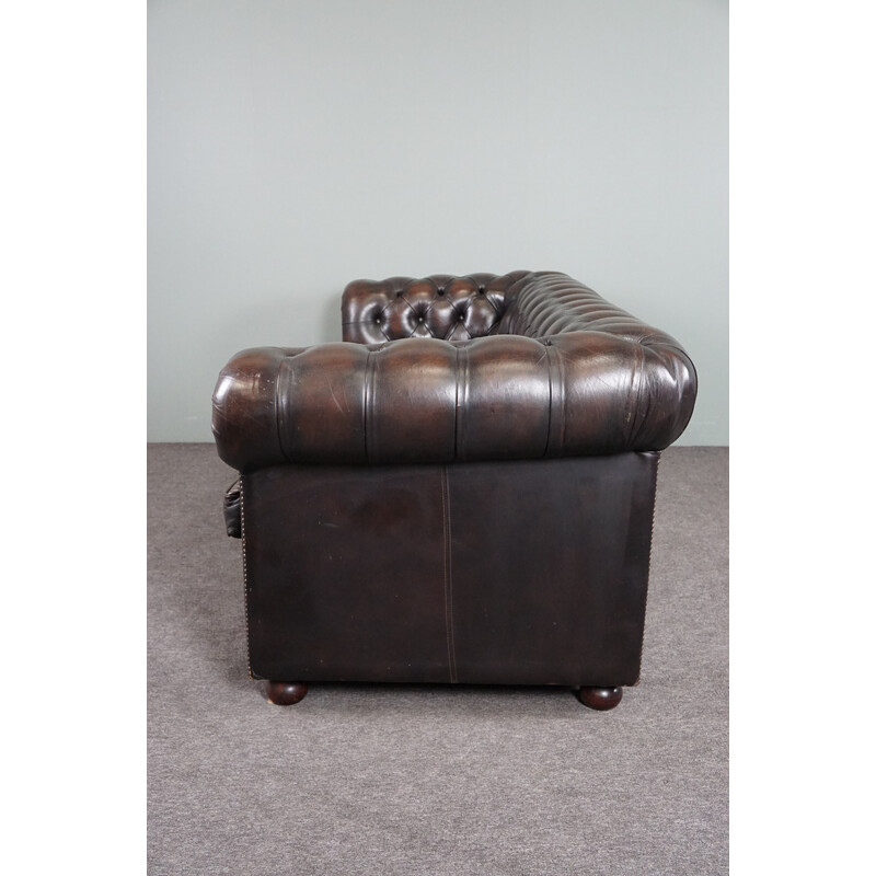 Vintage koeienleren "Chesterfield" bank