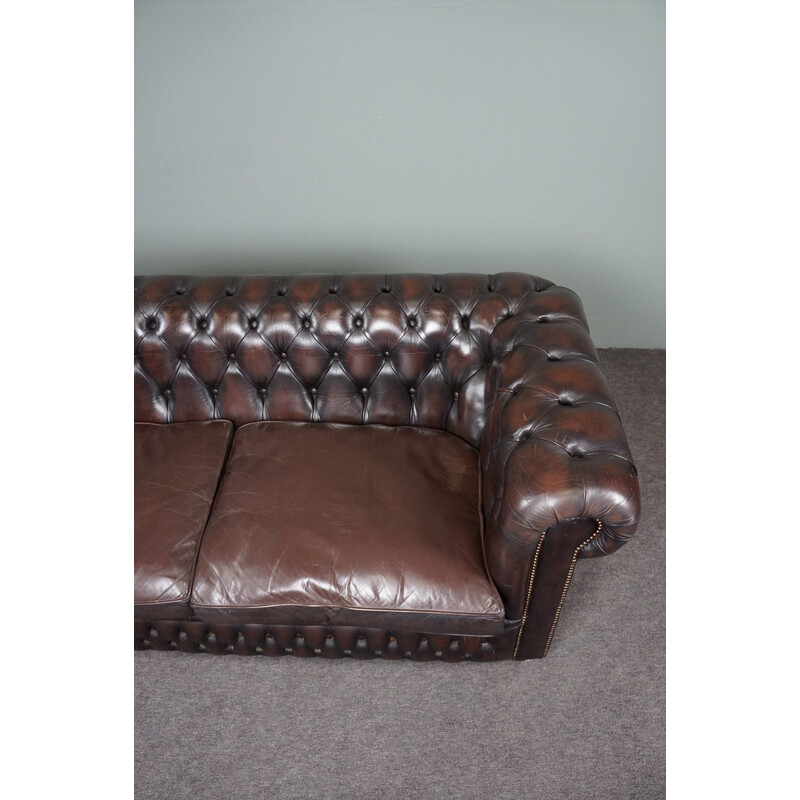 Vintage koeienleren "Chesterfield" bank