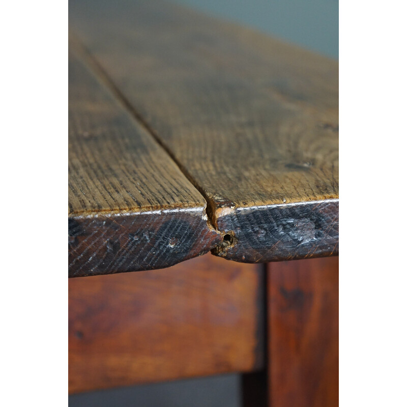 Vintage oakwood farmhouse dining table, France 1880s