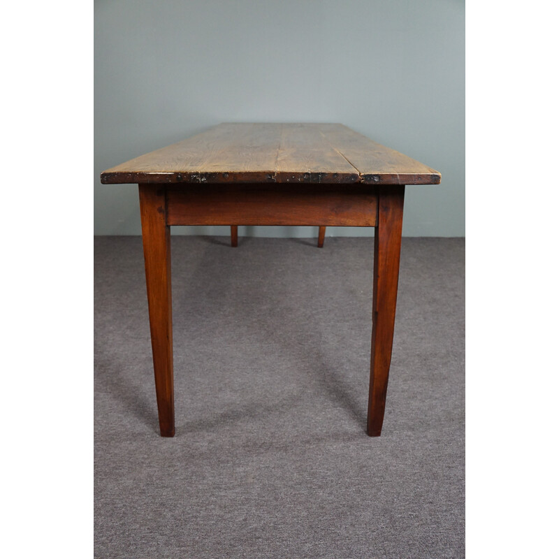 Vintage oakwood farmhouse dining table, France 1880s