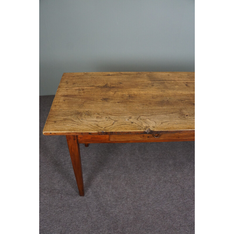 Vintage oakwood farmhouse dining table, France 1880s