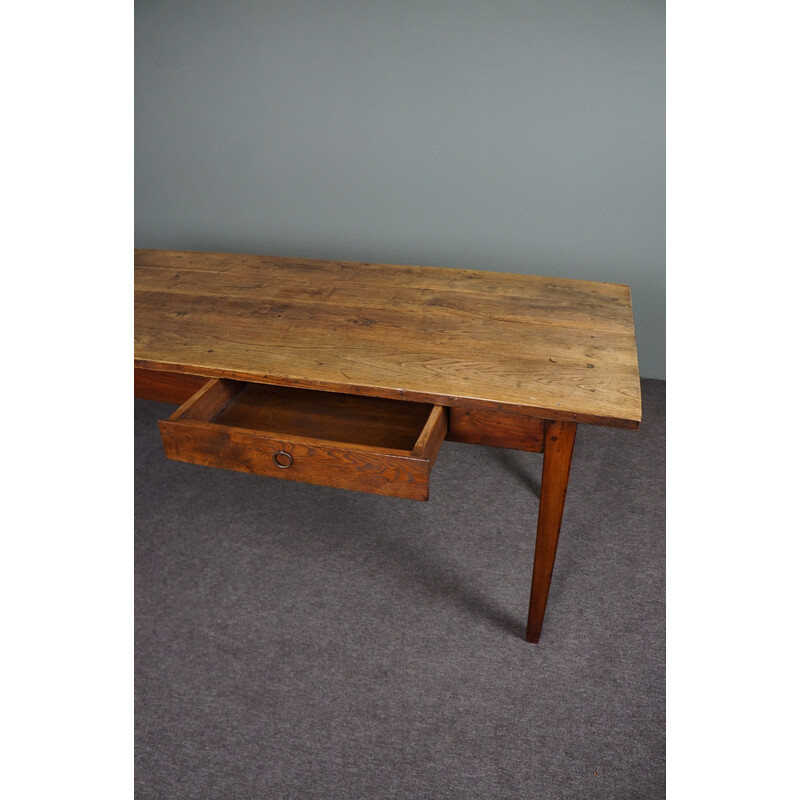 Vintage oakwood farmhouse dining table, France 1880s