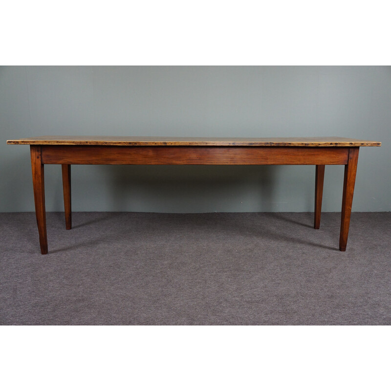 Vintage oakwood farmhouse dining table, France 1880s