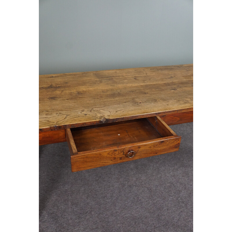 Vintage oakwood farmhouse dining table, France 1880s