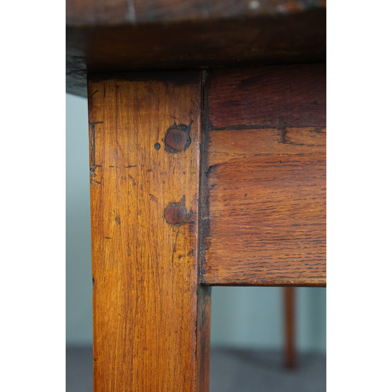 Vintage oakwood farmhouse dining table, France 1880s