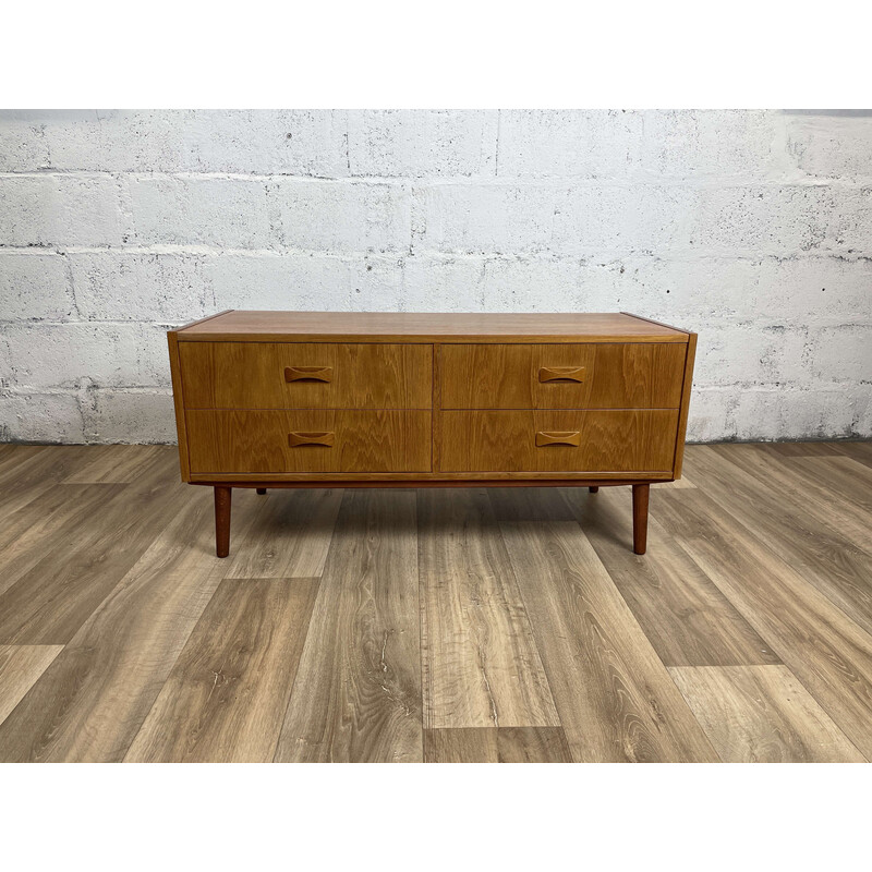 Scandinavian vintage teak 4 drawer chest of drawers by Clausen and Son, 1960