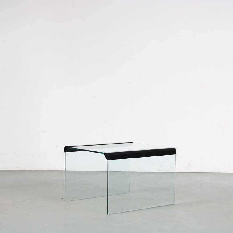 Vintage clear molded glass side table by Pierangelo Galotti for Galotti and Radice, Italy 1970s