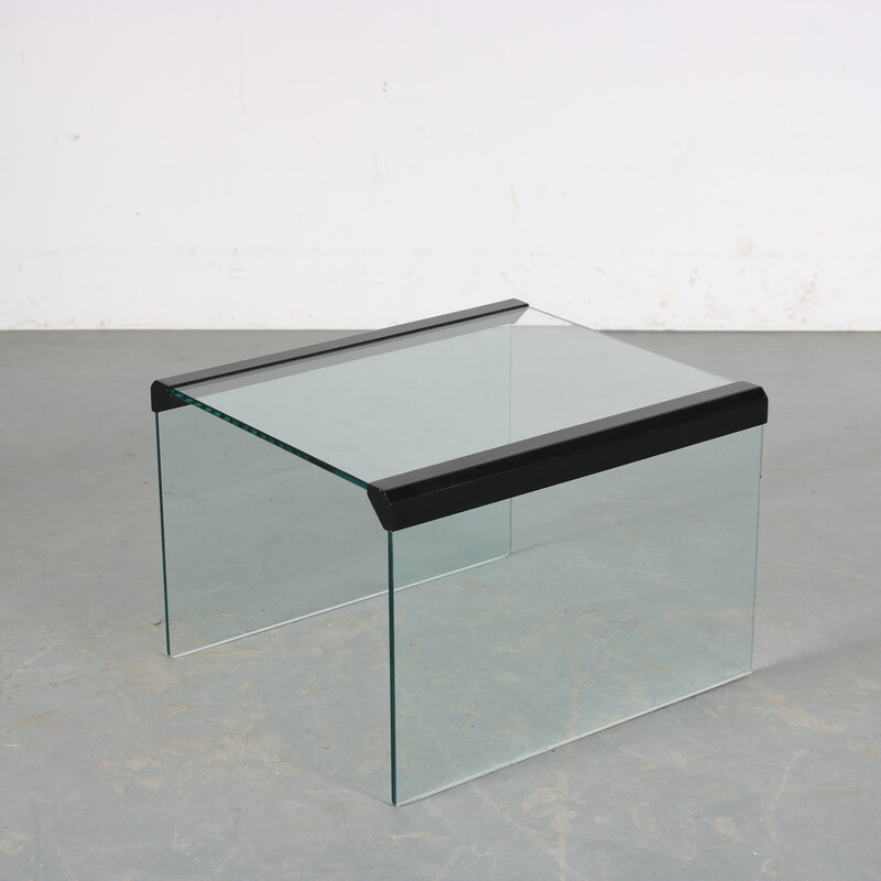 Tavolino vintage in vetro trasparente modellato di Pierangelo Galotti per Galotti e Radice, Italia, anni '70