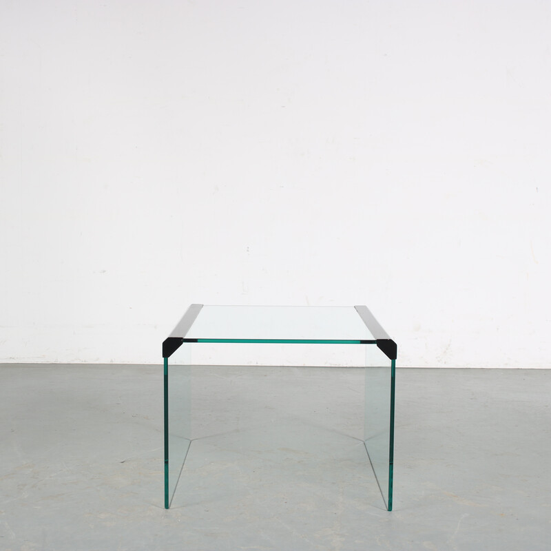 Vintage clear molded glass side table by Pierangelo Galotti for Galotti and Radice, Italy 1970s