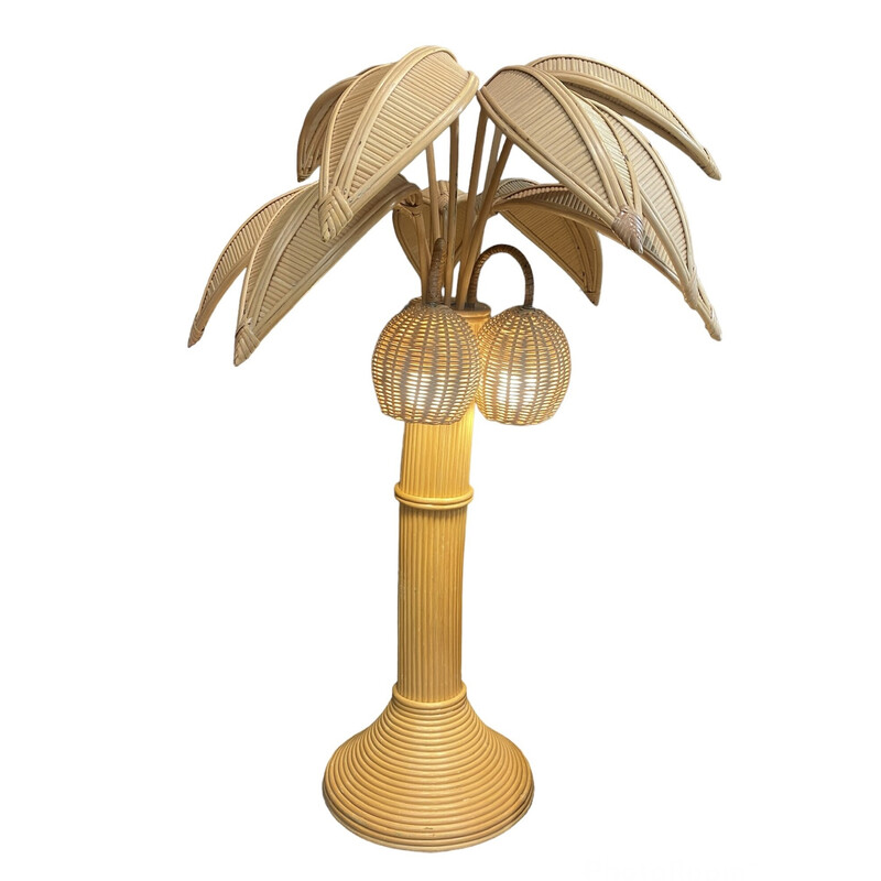Vintage bamboo palm lamp by Mario Lopez Torres, 1980