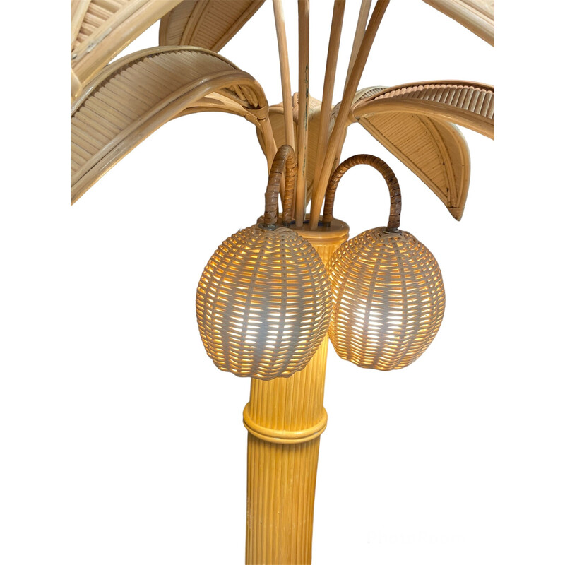 Lámpara de pie vintage de palmera en bambú de Mario Lopez Torres, 1980