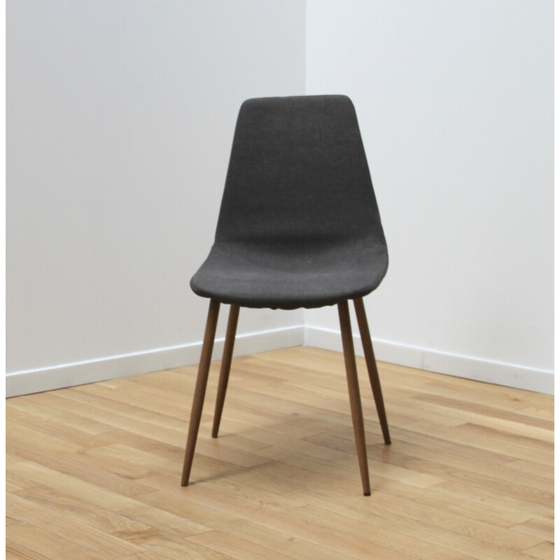 Conjunto de 4 cadeiras de tecido vintage com pernas metálicas