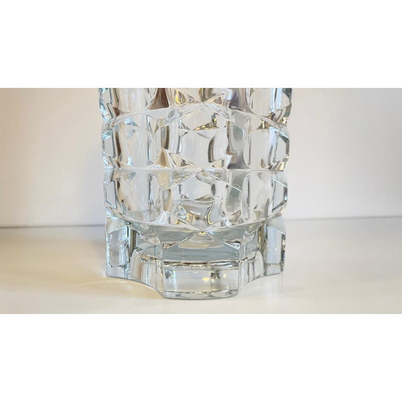 Geometrische Vintage-Vase aus Halbkristall, 1950