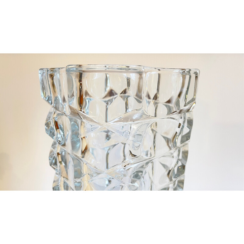 Vintage geometrische half-kristallen vaas, 1950
