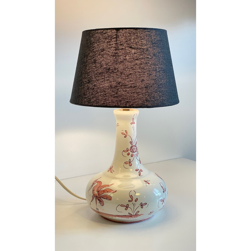 Vintage keramische lamp van Faïencerie du Matet, Frankrijk 1980