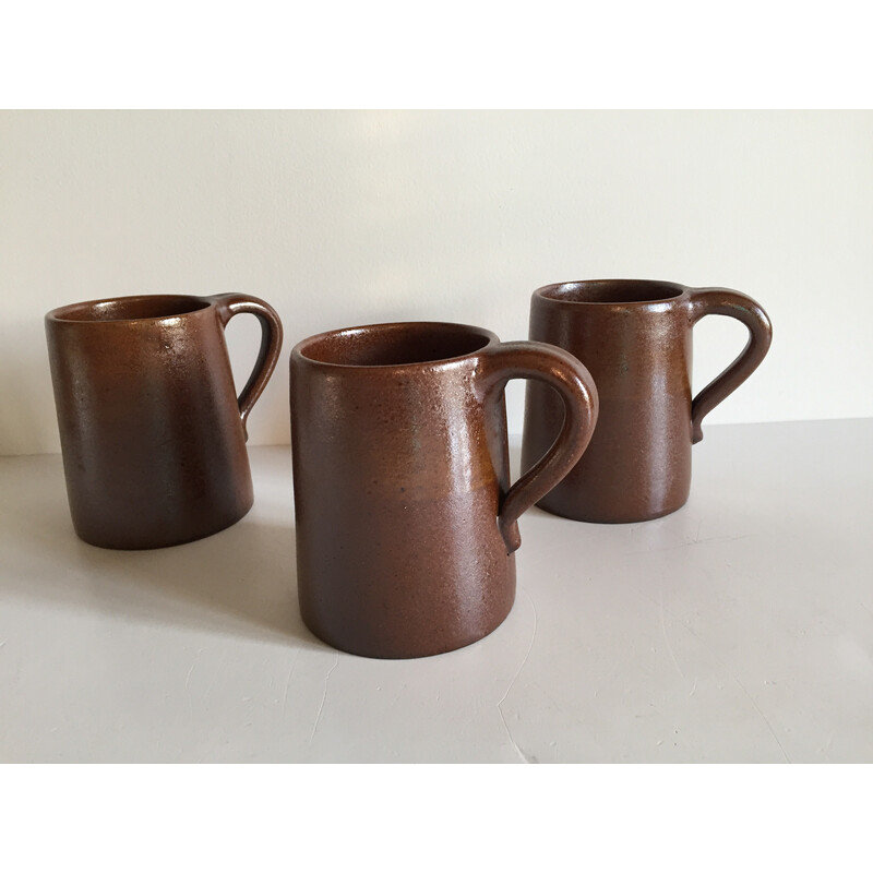 Set of 3 vintage marsh stoneware mugs, 1970