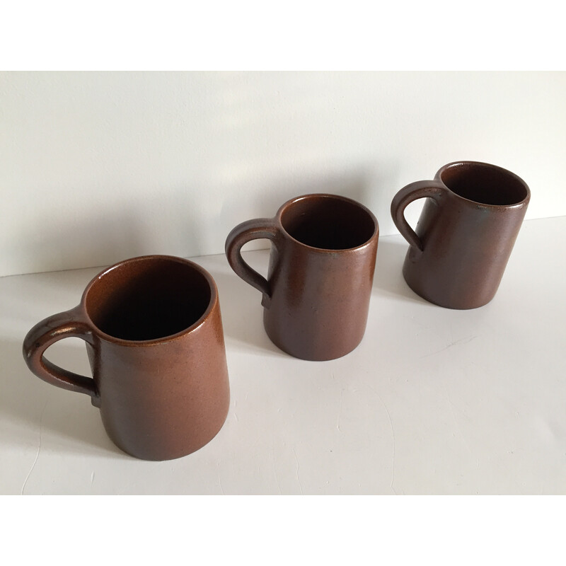 Set of 3 vintage marsh stoneware mugs, 1970
