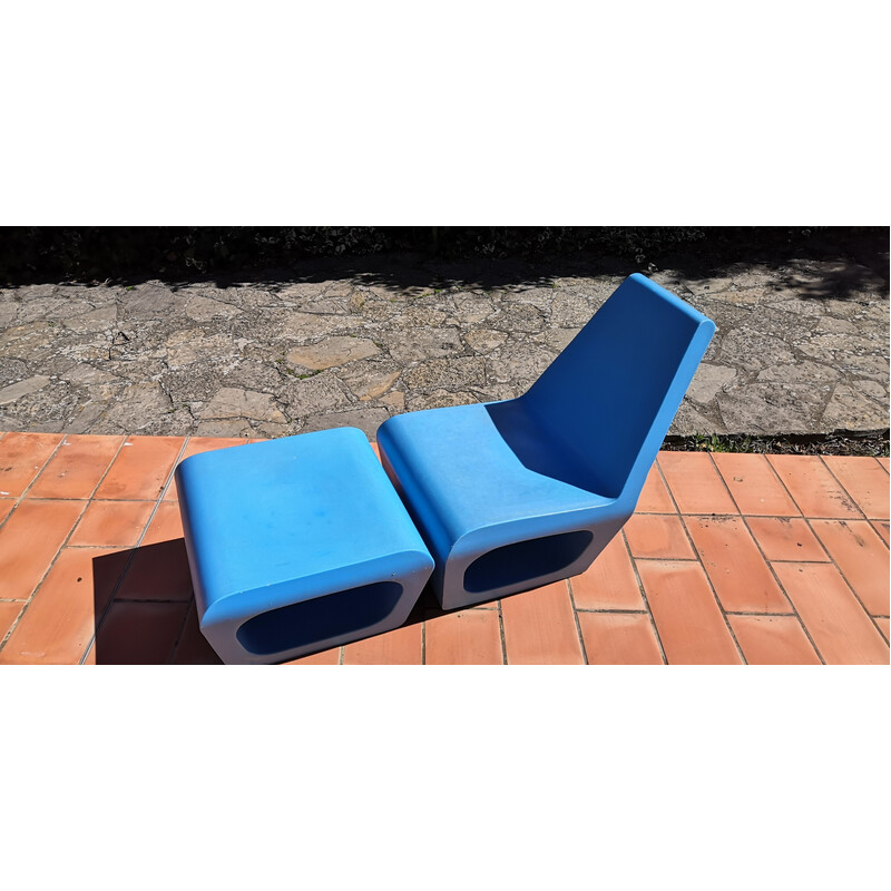 Vintage fauteuil met voetenbankje van Wiel Arets voor Quinze en Milan
