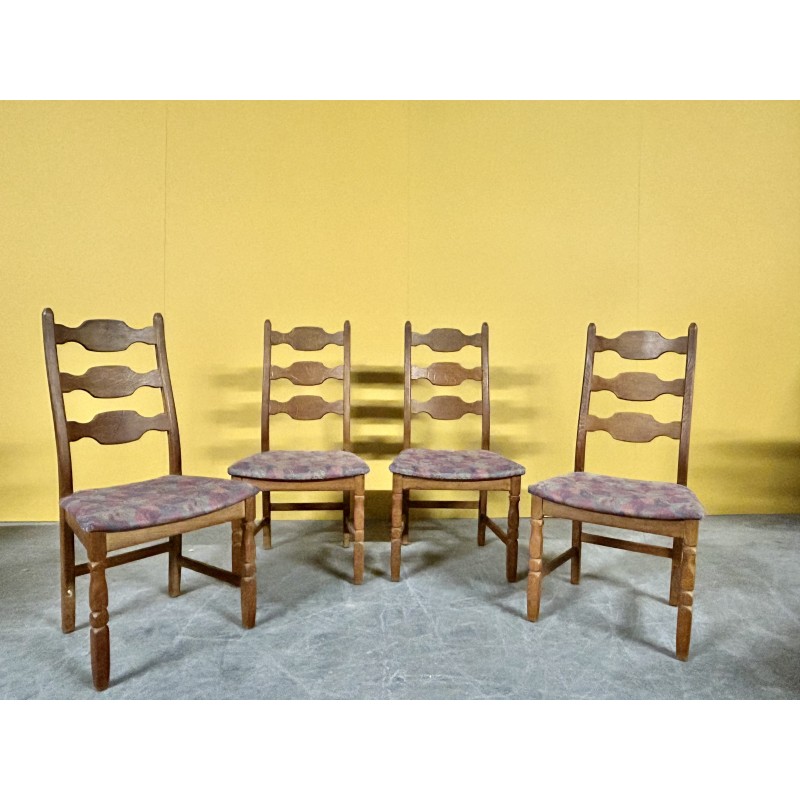 Set of 4 vintage oak chairs by Henning Kjaernulf for Eg Kvalitetsmobel, Denmark 1960