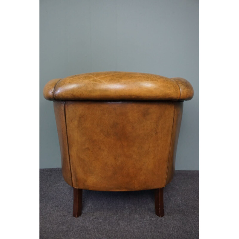 Vintage sheepskin leather club armchair by Nico van Oorschot